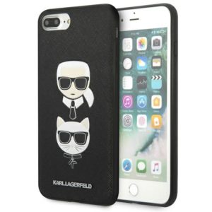 Karl Lagerfeld Saffiano Karl & Choupette Head iPhone 7 Plus/8 Plus tok (fekete)