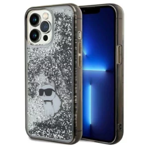 Karl Lagerfeld Liquid Glitter Choupette iPhone 13 Pro/13 telefontok (átlátszó-ezüst)