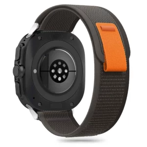 Tech-Protect nylon okosóraszíj Samsung Galaxy Watch Ultra 47mm (fekete-narancssárga)