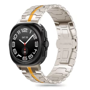Tech-Protect Stainless Line rozsdamentes fém okosóraszíj Samsung Galaxy Watch Ultra 47mm (titánium-narancssárga)