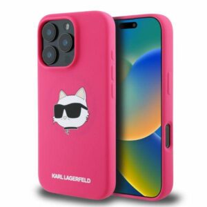 Karl Lagerfeld Silicone Choupette Head Print MagSafe tok iPhone 16 Pro Max készülékhez (fukszia)