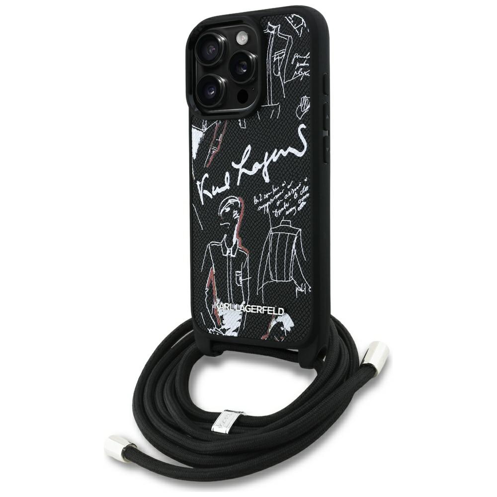 iTok webáruház - Karl Lagerfeld Karl Lagerfeld Crossbody Grained Pattern & Logo tok iPhone 16 Pro Max készülékhez (fekete) 1 Karl Lagerfeld Crossbody Grained Pattern & Logo tok iPhone 16 Pro Max készülékhez (fekete)