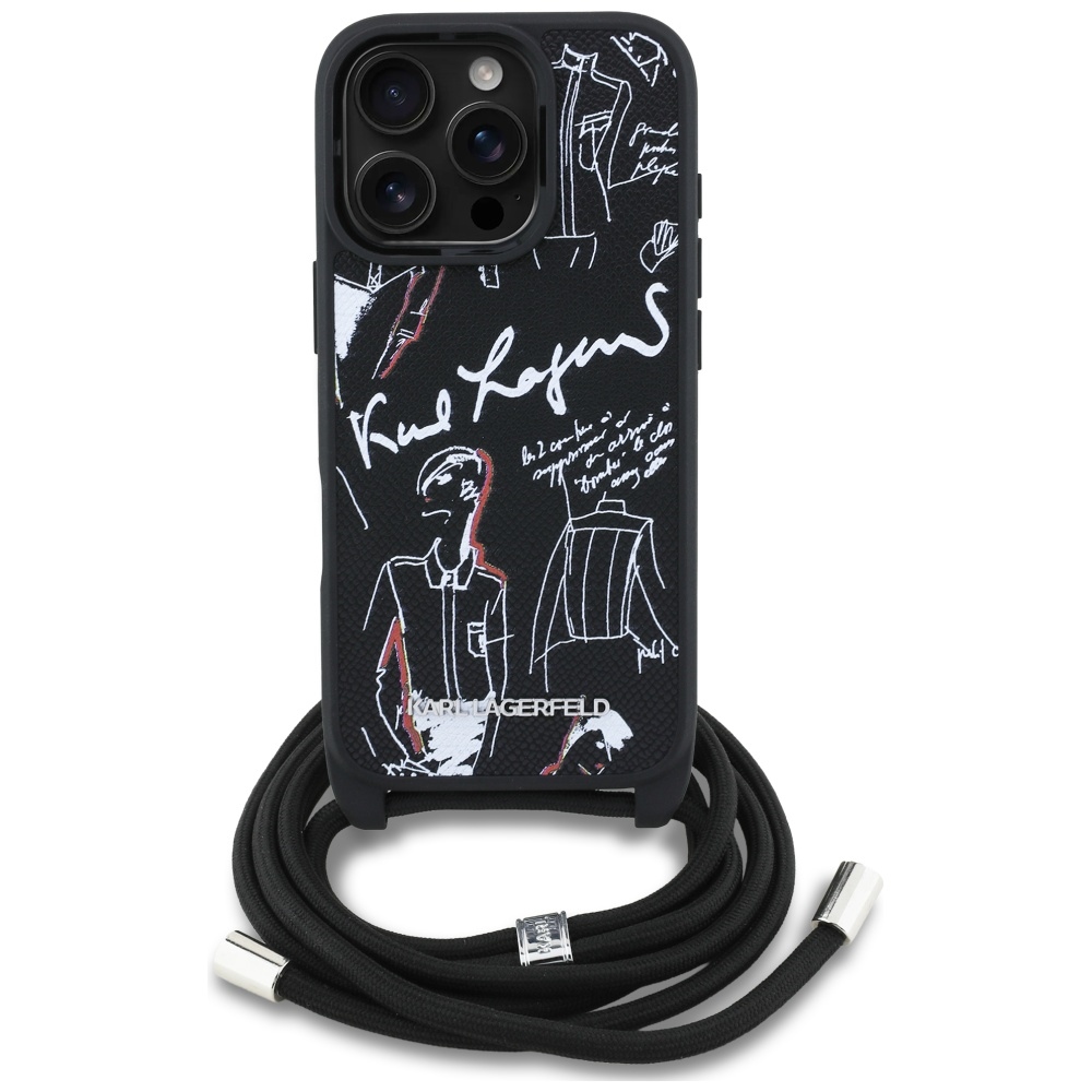 iTok webáruház - Karl Lagerfeld Karl Lagerfeld Crossbody Grained Pattern & Logo tok iPhone 16 Pro Max készülékhez (fekete) 2 Karl Lagerfeld Crossbody Grained Pattern & Logo tok iPhone 16 Pro Max készülékhez (fekete)
