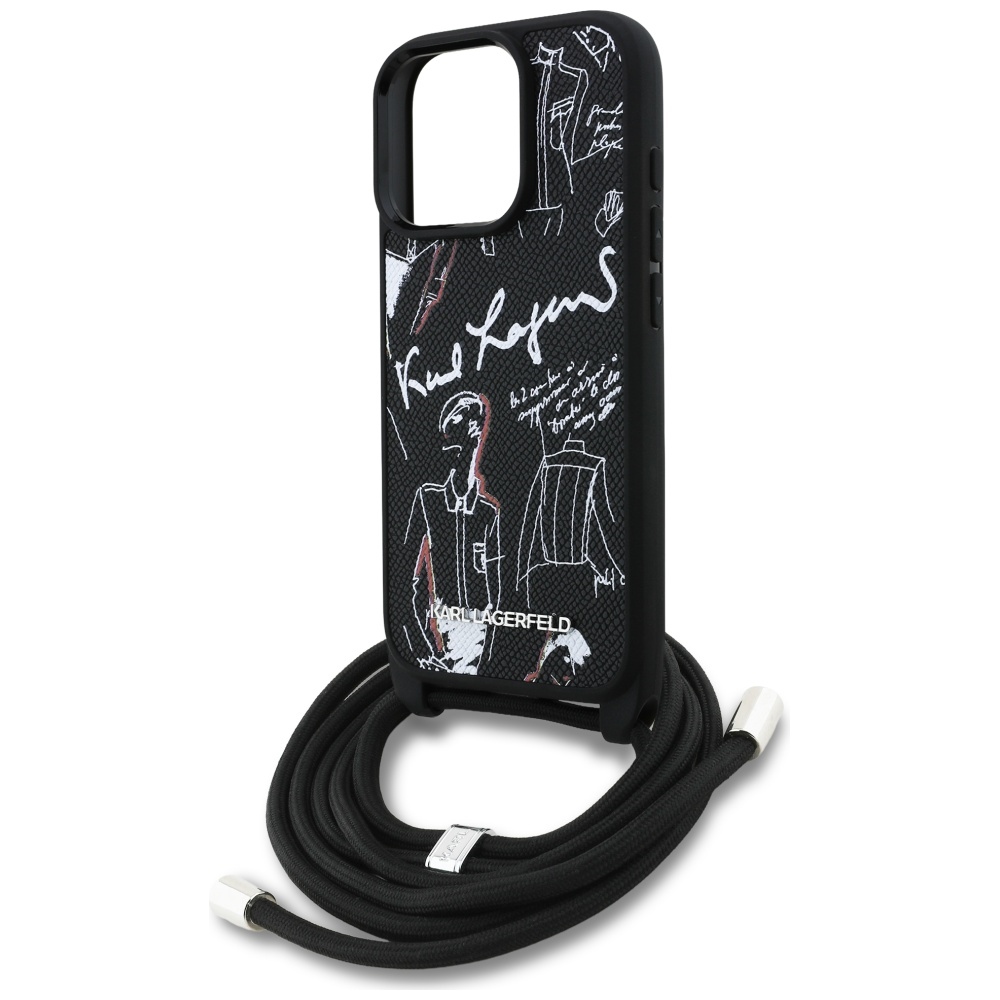 iTok webáruház - Karl Lagerfeld Karl Lagerfeld Crossbody Grained Pattern & Logo tok iPhone 16 Pro Max készülékhez (fekete) 5 Karl Lagerfeld Crossbody Grained Pattern & Logo tok iPhone 16 Pro Max készülékhez (fekete)