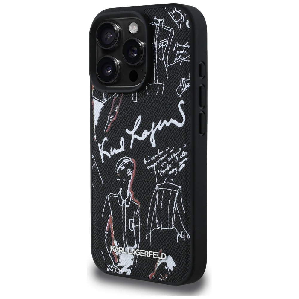 iTok webáruház - Karl Lagerfeld Karl Lagerfeld Grained Pattern & Logo MagSafe tok iPhone 16 Pro Max készülékhez (fekete) 2 Karl Lagerfeld Grained Pattern & Logo MagSafe Case for iPhone 16 Pro Max (fekete)