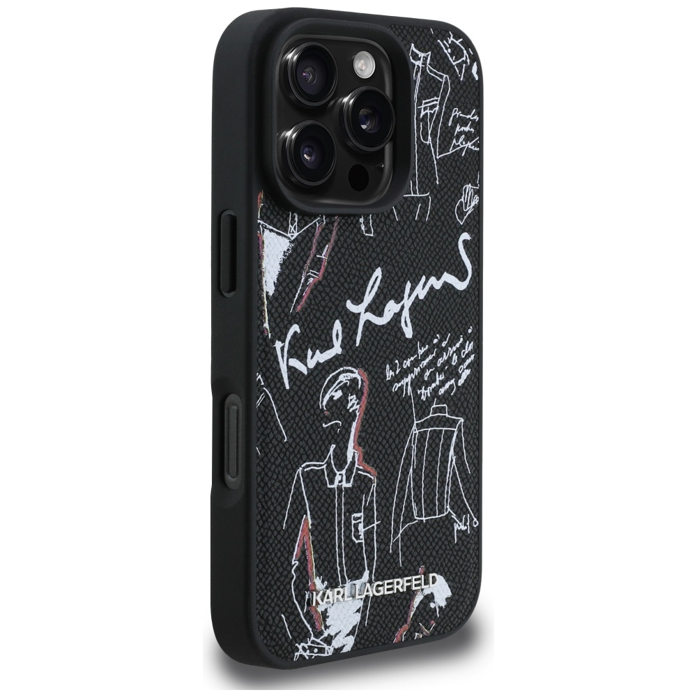 iTok webáruház - Karl Lagerfeld Karl Lagerfeld Grained Pattern & Logo MagSafe tok iPhone 16 Pro Max készülékhez (fekete) 4 Karl Lagerfeld Grained Pattern & Logo MagSafe Case for iPhone 16 Pro Max (fekete)