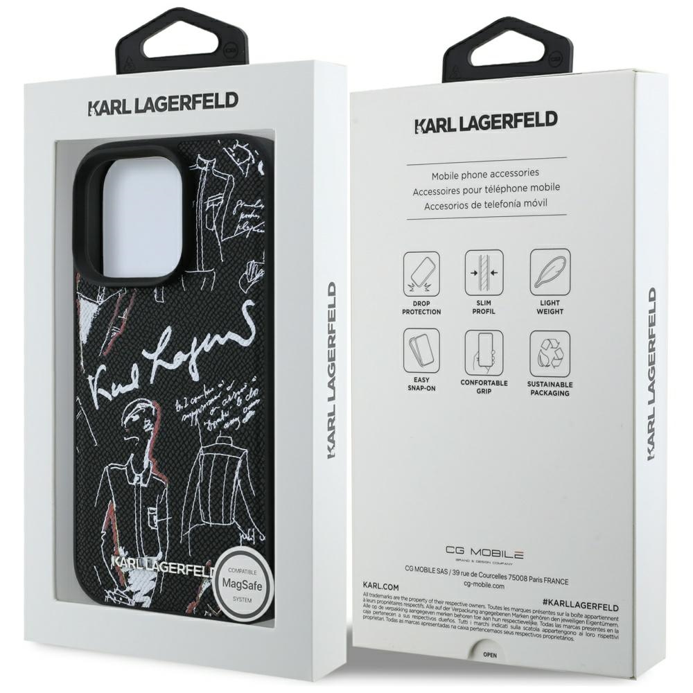 iTok webáruház - Karl Lagerfeld Karl Lagerfeld Grained Pattern & Logo MagSafe tok iPhone 16 Pro Max készülékhez (fekete) 8 Karl Lagerfeld Grained Pattern & Logo MagSafe Case for iPhone 16 Pro Max (fekete)