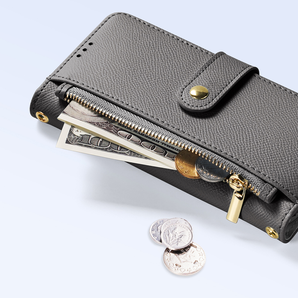 iTok webáruház - Dux Ducis Dux Ducis Lawa bőr tok levehető mágneses pénztárcával iPhone 16 Pro Max készülékhez (szürke) 8 Dux Ducis Lawa Leather Case for iPhone 16 Pro Max with Detachable Magnetic Wallet (szürke)