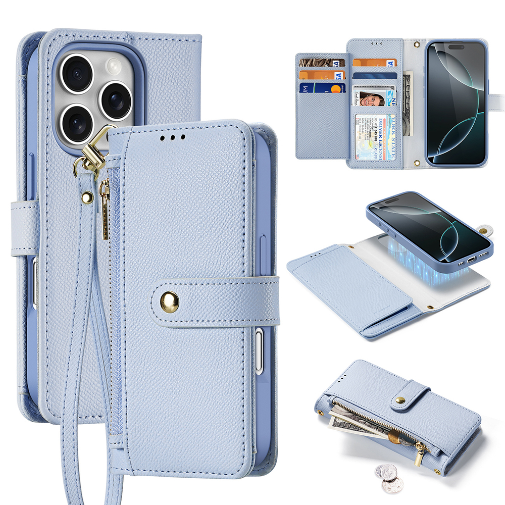 iTok webáruház - Dux Ducis Lawa Leather Case for iPhone 16 Pro Max with Detachable Magnetic Wallet (kék) 1 Dux Ducis Lawa Leather Case for iPhone 16 Pro Max with Detachable Magnetic Wallet (kék)