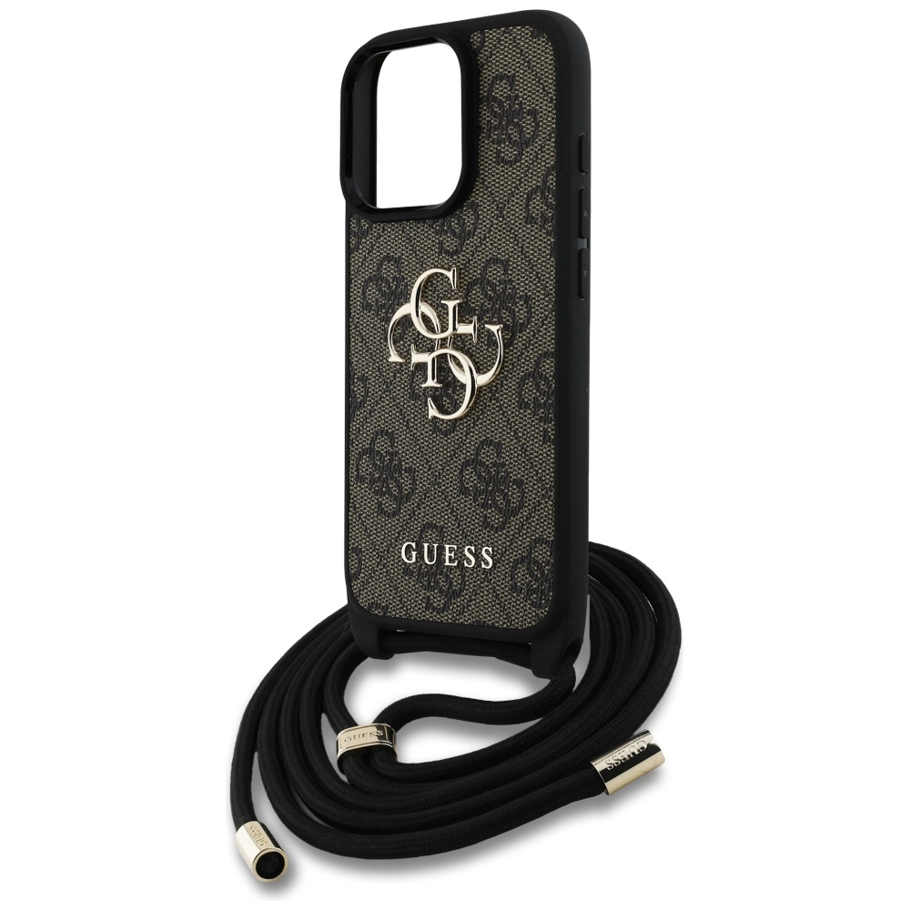 iTok webáruház - Guess Guess 4G Big Logo Cord Stap Crossbody tok iPhone 16 Pro Max készülékhez, barna 5 Guess 4G Big Logo Cord Stap Crossbody Case for iPhone 16 Pro Max Brown