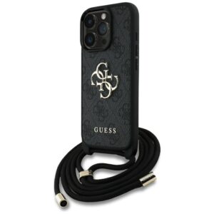 Guess 4G Big Logo Cord Stap Crossbody pántos tok iPhone 16 Pro Max készülékhez – fekete