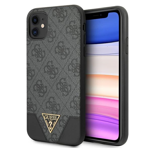 iTok webáruház - Guess Guess 4G Triangle Collection tok iPhone 11 / XR 6.1″ készülékhez (szürke) 1 Guess 4G Triangle Collection case for iPhone 11 6.1" / Xr (szürke)