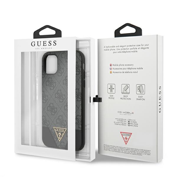 iTok webáruház - Guess Guess 4G Triangle Collection tok iPhone 11 / XR 6.1″ készülékhez (szürke) 8 Guess 4G Triangle Collection case for iPhone 11 6.1" / Xr (szürke)