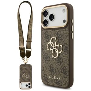Guess 4G Big 4G Classic Logo Big Strap Metal Buttons tok pánttal iPhone 17 Pro Max készülékhez (barna)