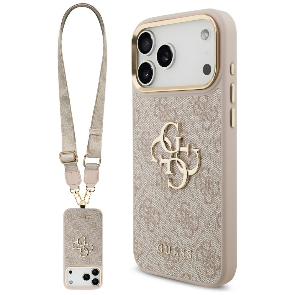 iTok webáruház - Guess Guess 4G Big 4G Classic Logo tok nagy pánttal, fém gombokkal iPhone 17 Pro Max készülékhez (rózsaszín) 1 Guess 4G Big 4G Classic Logo Big Strap Metal Buttons Case for iPhone 17 Pro Max (rózsaszín)