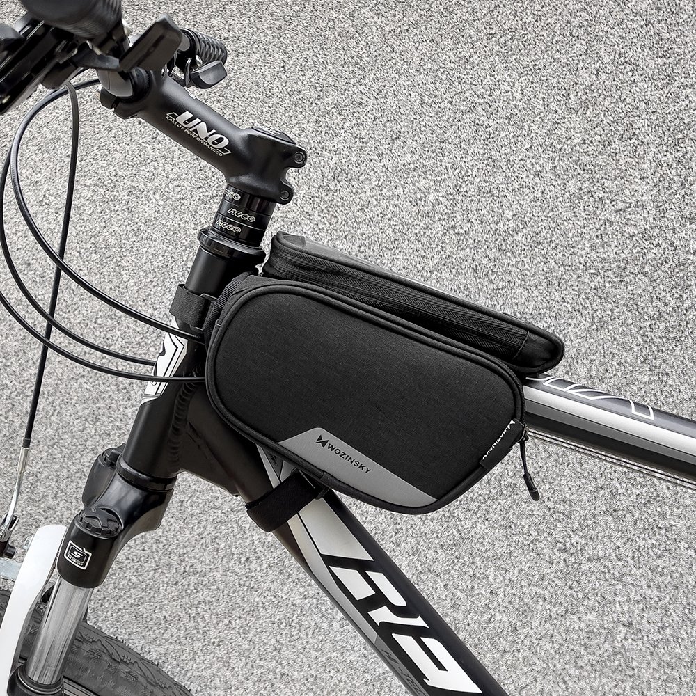 iTok webáruház - Wozinsky Wozinsky WBB7BK kerékpáros váztáska levehető telefontokkal, 1,5 l, 6,5″, fekete 8 Wozinsky frame bike bag + detachable phone cover up to 6.5 "1.5l black (WBB7BK)