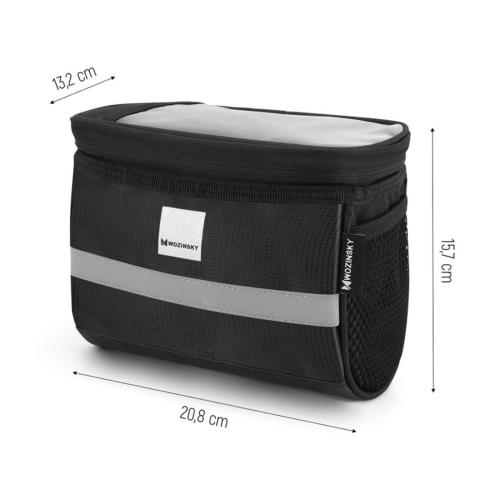 iTok webáruház - Wozinsky Wozinsky WBB12BK 2 l-es kerékpáros kormánytáska telefontartóval, fekete 3 Wozinsky Bike Handlebar Bag with Phone Case 2L Black (WBB12BK)