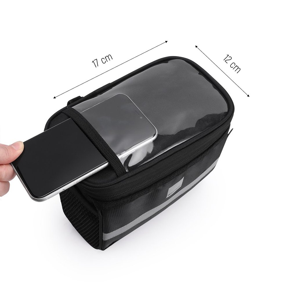 iTok webáruház - Wozinsky Wozinsky WBB12BK 2 l-es kerékpáros kormánytáska telefontartóval, fekete 4 Wozinsky Bike Handlebar Bag with Phone Case 2L Black (WBB12BK)