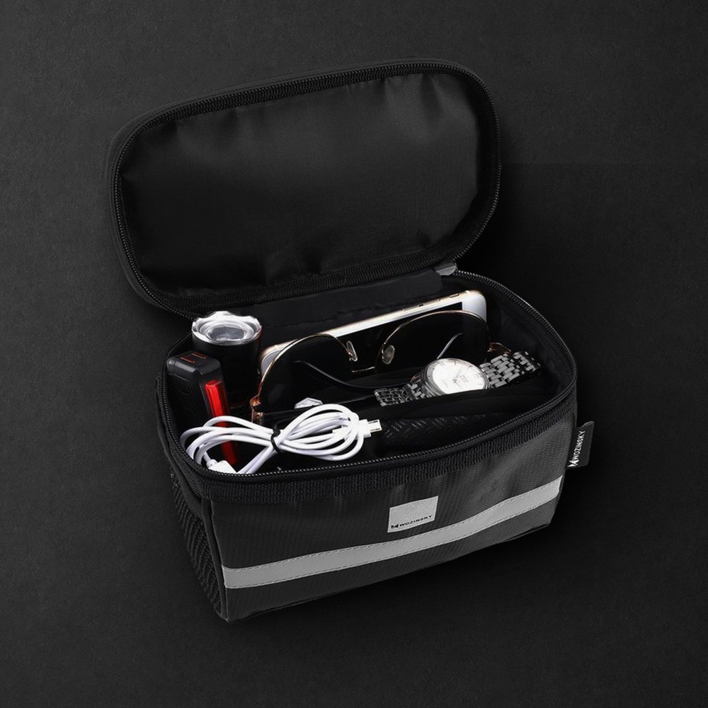iTok webáruház - Wozinsky Wozinsky WBB12BK 2 l-es kerékpáros kormánytáska telefontartóval, fekete 6 Wozinsky Bike Handlebar Bag with Phone Case 2L Black (WBB12BK)