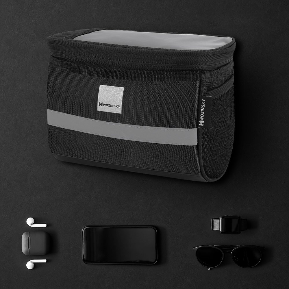 iTok webáruház - Wozinsky Wozinsky WBB12BK 2 l-es kerékpáros kormánytáska telefontartóval, fekete 7 Wozinsky Bike Handlebar Bag with Phone Case 2L Black (WBB12BK)