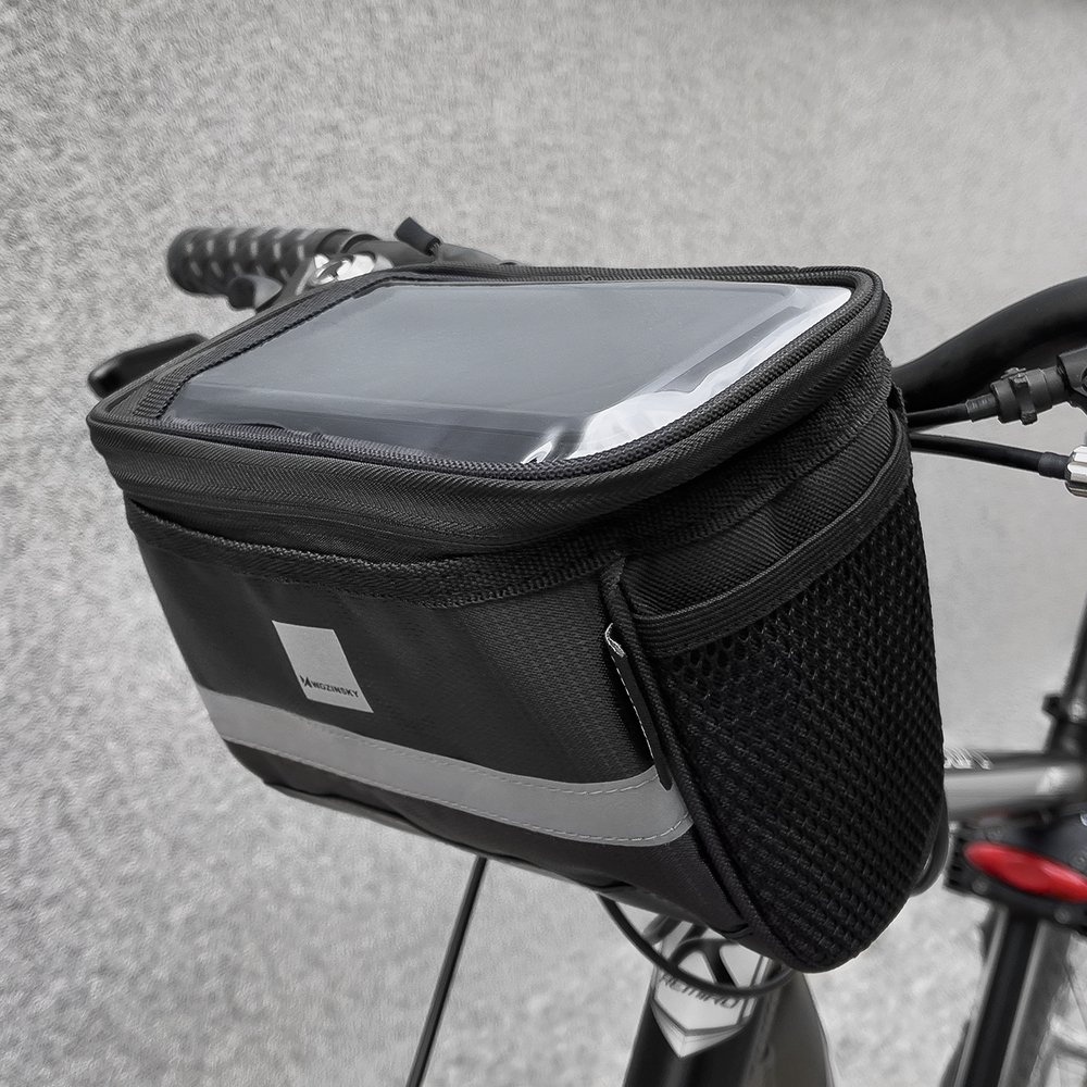 iTok webáruház - Wozinsky Wozinsky WBB12BK 2 l-es kerékpáros kormánytáska telefontartóval, fekete 8 Wozinsky Bike Handlebar Bag with Phone Case 2L Black (WBB12BK)