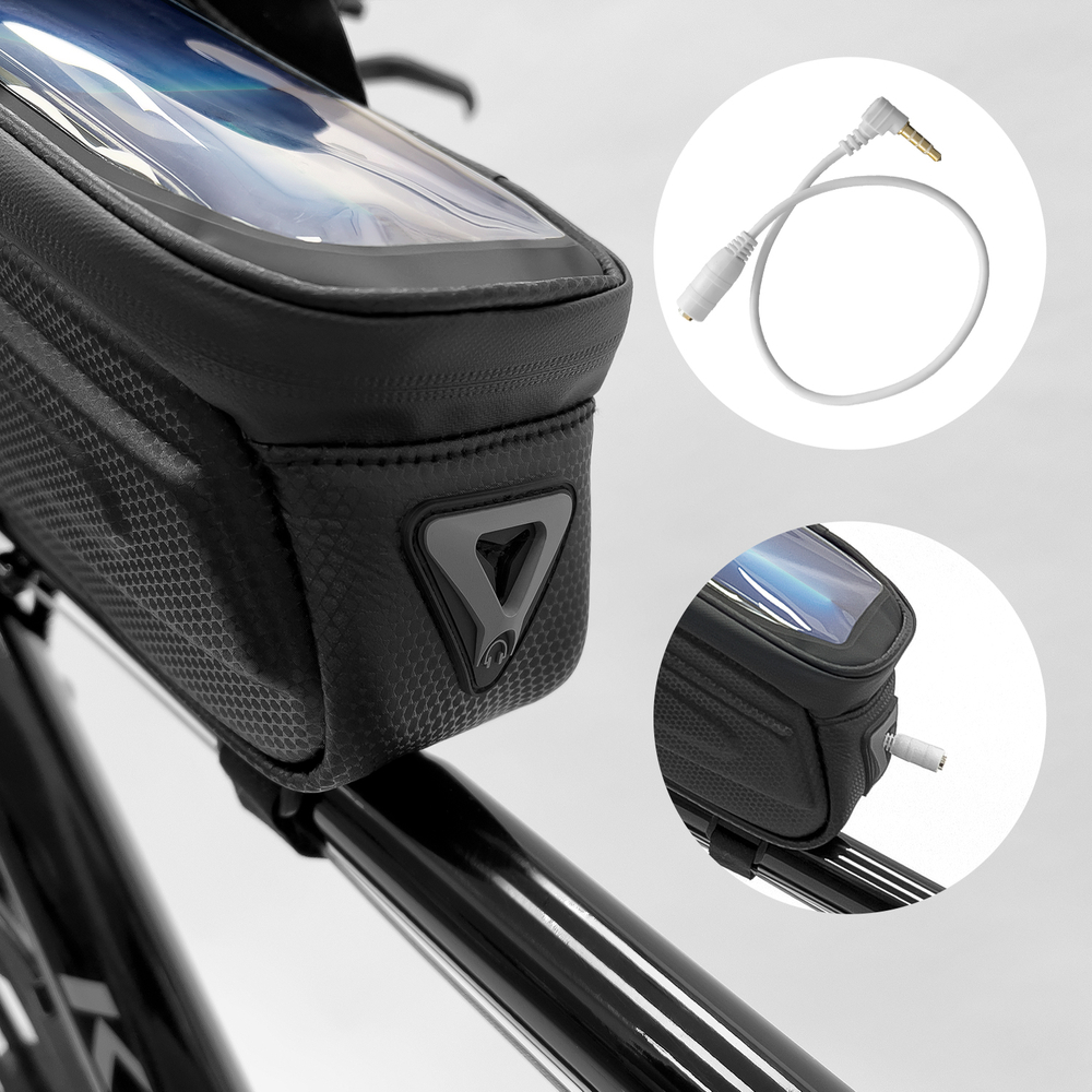 iTok webáruház - Wozinsky Wozinsky WBB28BK 1,7 l kerékpáros váztáska telefontartóval, fekete 5 Wozinsky Bike Frame Bag with Phone Case 1.7L Black (WBB28BK)