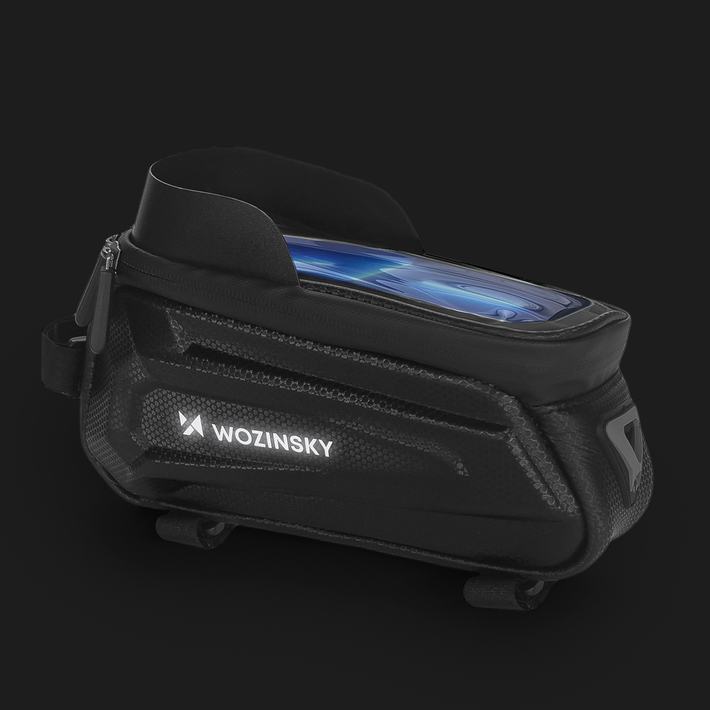 iTok webáruház - Wozinsky Wozinsky WBB28BK 1,7 l kerékpáros váztáska telefontartóval, fekete 7 Wozinsky Bike Frame Bag with Phone Case 1.7L Black (WBB28BK)