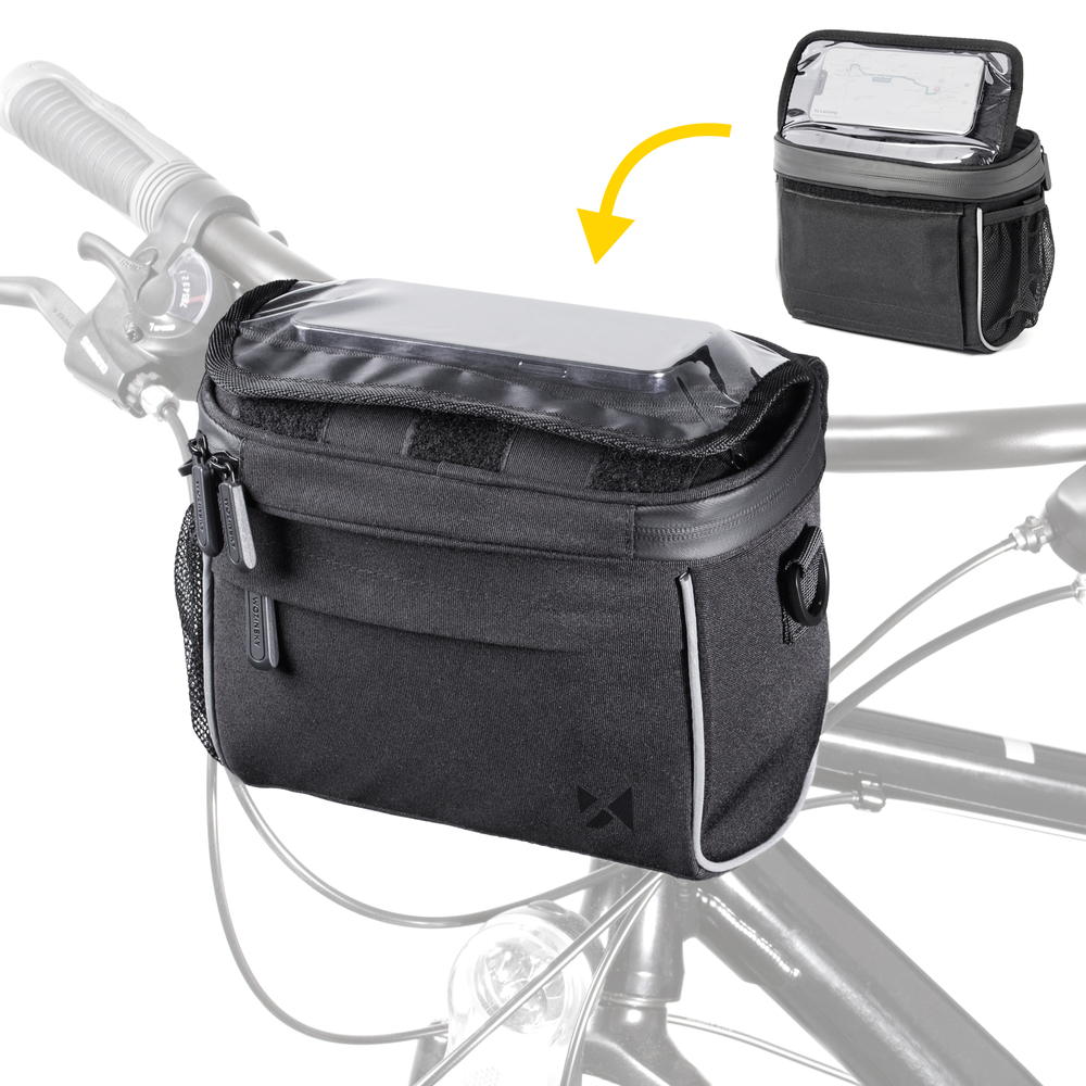 iTok webáruház - Wozinsky Wozinsky WBHBB-01 kerékpáros kormánytáska és válltáska, fekete 1 Wozinsky Handlebar Bag Bike Shoulder Bag Black (WBHBB-01)