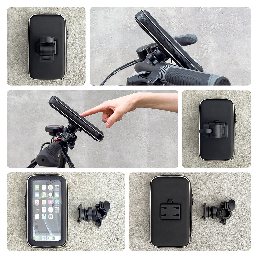 iTok webáruház - Wozinsky Wozinsky WBHBK7 kormányra szerelhető telefontartó, fekete 2 Wozinsky phone holder for bike, motorcycle, scooter black (WBHBK7)