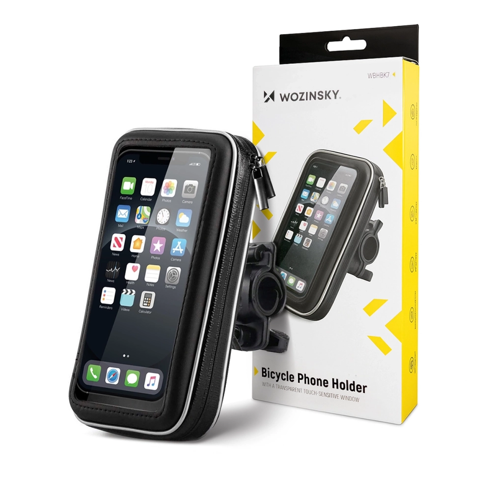 iTok webáruház - Wozinsky Wozinsky WBHBK7 kormányra szerelhető telefontartó, fekete 3 Wozinsky phone holder for bike, motorcycle, scooter black (WBHBK7)