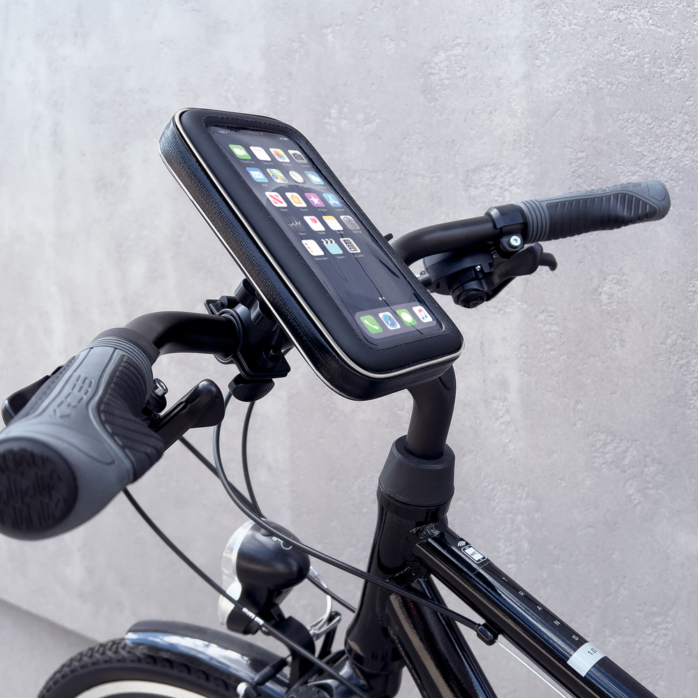 iTok webáruház - Wozinsky Wozinsky WBHBK7 kormányra szerelhető telefontartó, fekete 5 Wozinsky phone holder for bike, motorcycle, scooter black (WBHBK7)