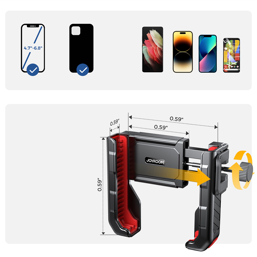 iTok webáruház - Joyroom Joyroom JR-ZS266 kormányra szerelhető telefontartó, fekete 4 Phone holder for scooter, bike, motorcycle - Joyroom JR-ZS266