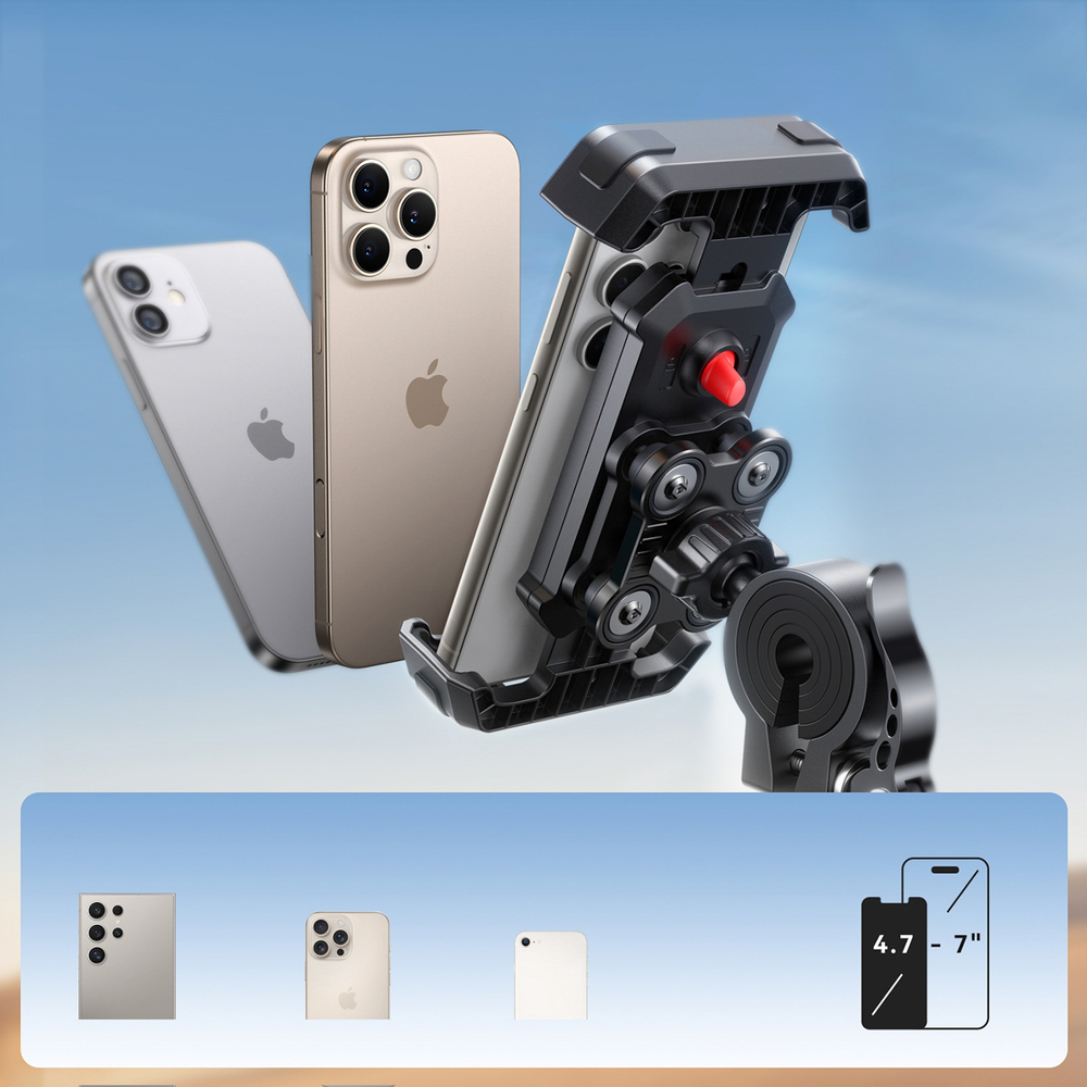 iTok webáruház - Joyroom Joyroom JR-ZS428 rezgéscsillapító telefontartó kormányra (fekete) 5 Joyroom JR-ZS428 shockproof handlebar holder for motorcycle, bike, scooter (fekete)