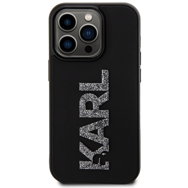 iTok webáruház - Karl Lagerfeld Karl Lagerfeld 3D Rubber Glitter Logo tok iPhone 15 Pro készülékhez (fekete) 3 Karl Lagerfeld 3D Rubber Glitter Logo iPhone 15 Pro Case (fekete)