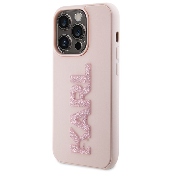 iTok webáruház - Karl Lagerfeld Karl Lagerfeld 3D Rubber Glitter Logo tok iPhone 15 Pro készülékhez (rózsaszín) 2 Karl Lagerfeld 3D Rubber Glitter Logo case for iPhone 15 Pro (rózsaszín)