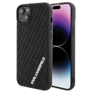 Karl Lagerfeld 3D Rubber Multi Logo tok iPhone 15 Plus / 14 Plus készülékhez (fekete)