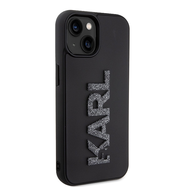 iTok webáruház - Karl Lagerfeld Karl Lagerfeld 3D Rubber Glitter Logo tok iPhone 15-höz (fekete) 4 Karl Lagerfeld 3D Rubber Glitter Logo case for iPhone 15 (fekete)