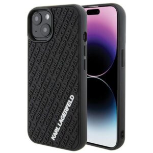 Karl Lagerfeld 3D Rubber Multi Logo tok iPhone 15 készülékhez (fekete)