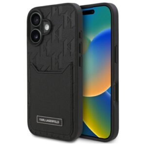 Karl Lagerfeld Cardslots Monogram tok iPhone 16-hoz (fekete)
