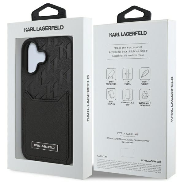 iTok webáruház - Karl Lagerfeld Karl Lagerfeld Cardslots Monogram tok iPhone 16-hoz (fekete) 8 Karl Lagerfeld Cardslots Monogram iPhone 16 Case (fekete)