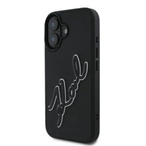 Karl Lagerfeld 3D Rubber Signature tok iPhone 16-hoz (fekete)