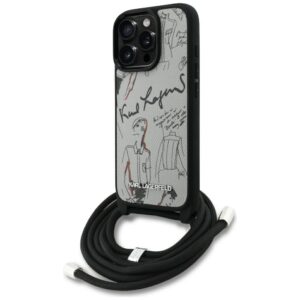 Karl Lagerfeld Crossbody Grained Pattern & Logo tok iPhone 16 Pro készülékhez (szürke)
