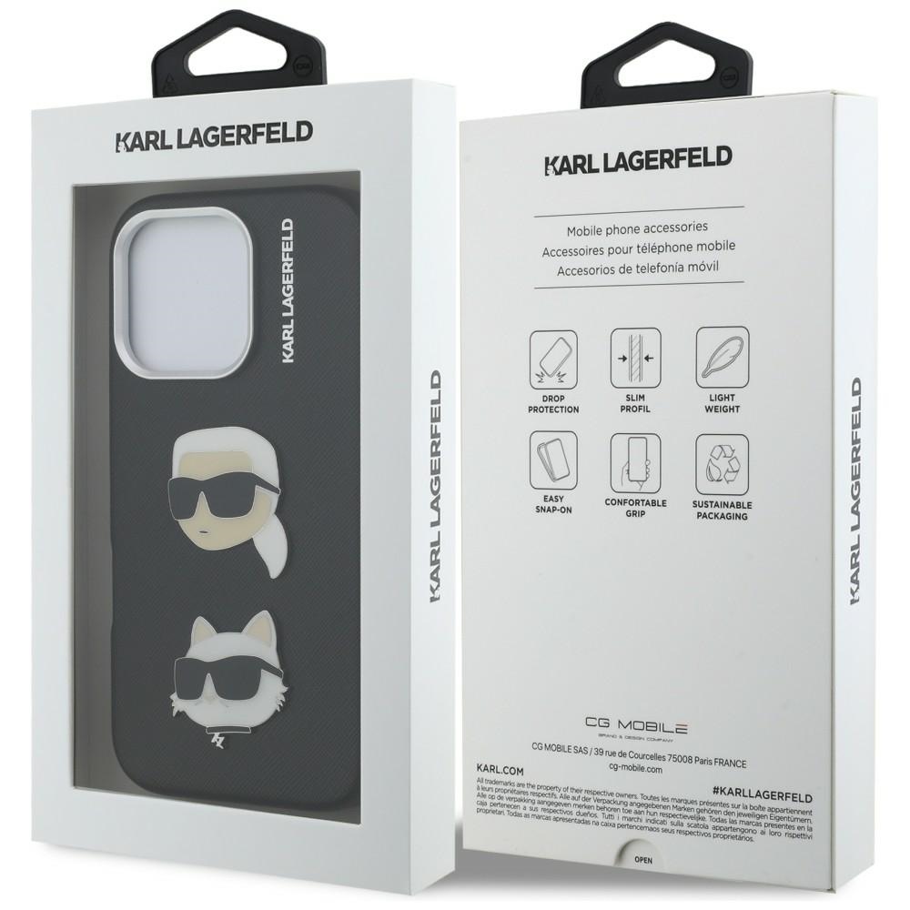iTok webáruház - Karl Lagerfeld Karl Lagerfeld FW Grained Karl & Choupette Heads Pins tok iPhone 16 Pro készülékhez (fekete) 8 Karl Lagerfeld FW Grained Karl & Choupette Heads Pins Case for iPhone 16 Pro (fekete)