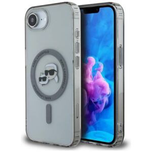 Karl Lagerfeld IML Metal Karl & Choupette Heads MagSafe tok iPhone 16e készülékhez (fekete)