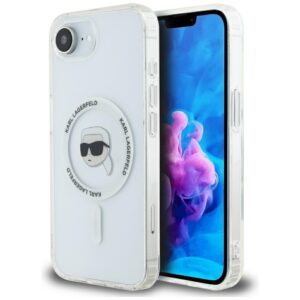 Karl Lagerfeld IML Metal Karl Head MagSafe tok iPhone 16e készülékhez, fehér
