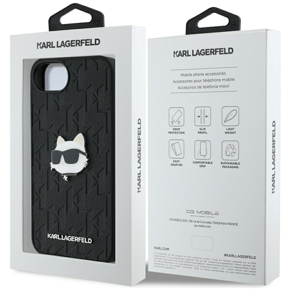 iTok webáruház - Karl Lagerfeld Karl Lagerfeld Monogram Choupette Head Pin tok iPhone 16e készülékhez (fekete) 8 Karl Lagerfeld Monogram Choupette Head Pin iPhone 16e Case (fekete)