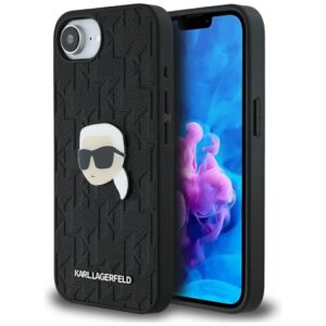 Karl Lagerfeld Monogram Karl Head Pin tok iPhone 16e készülékhez (fekete)