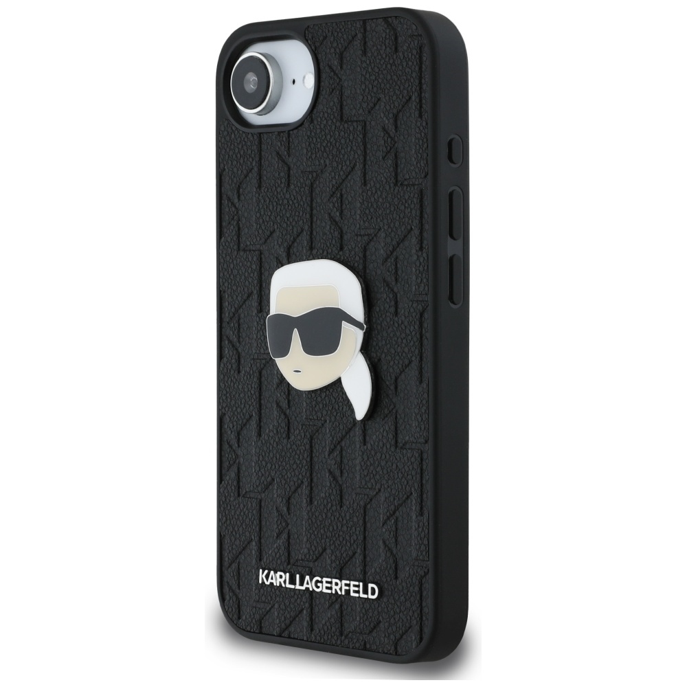 iTok webáruház - Karl Lagerfeld Karl Lagerfeld Monogram Karl Head Pin tok iPhone 16e készülékhez (fekete) 2 Karl Lagerfeld Monogram Karl Head Pin iPhone 16e Case (fekete)
