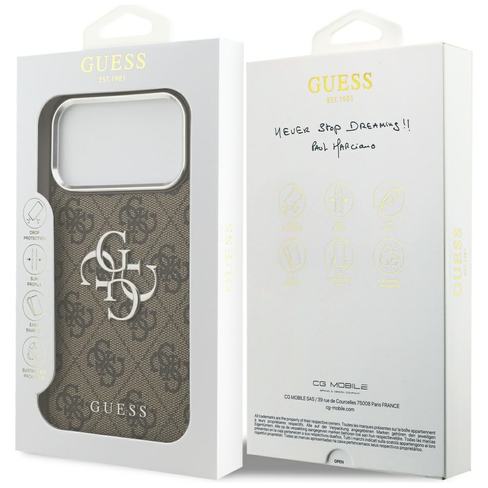 iTok webáruház - Guess Guess 4G Big 4G Classic Logo tok iPhone 17 Pro Max készülékhez, barna (ezüst) 8 Guess 4G Big 4G Classic Logo Case for iPhone 17 Pro Max Brown (ezüst)