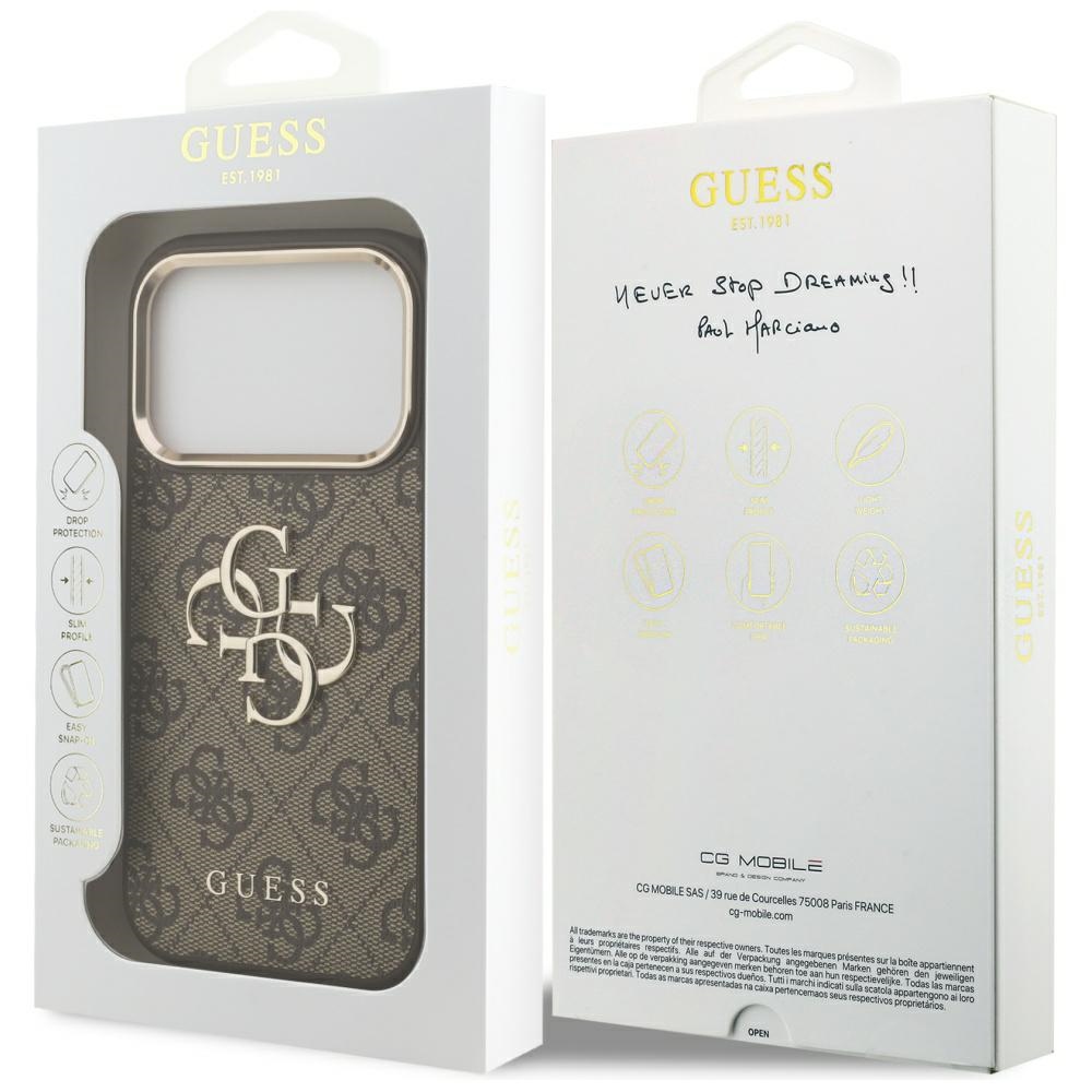 iTok webáruház - Guess Guess 4G Big 4G Classic Logo tok iPhone 17 Pro készülékhez (barna és arany) 8 Guess 4G Big 4G Classic Logo Case for iPhone 17 Pro (barna és arany)